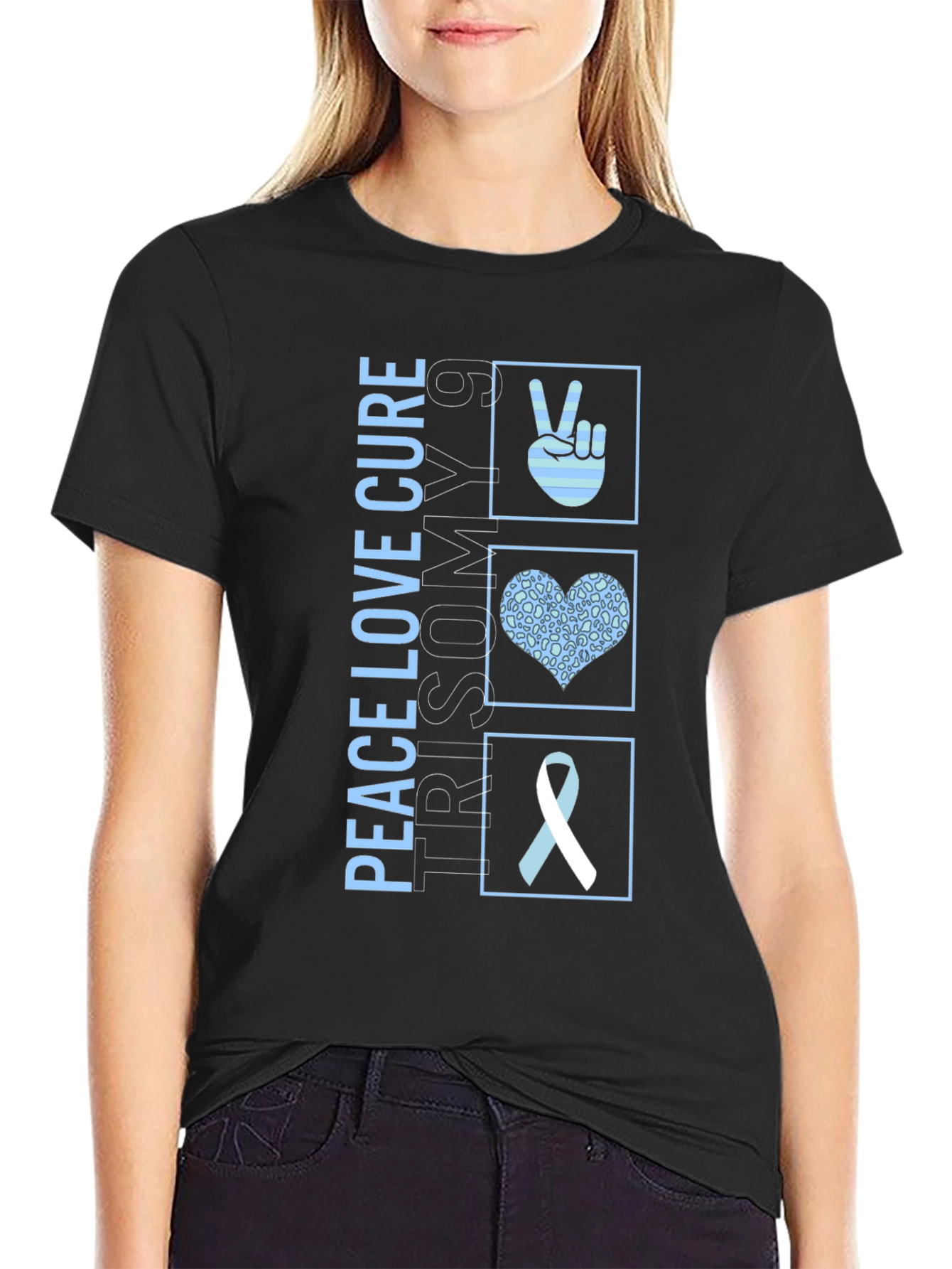 Peace Love Cure Trisomy 9 Awareness T-Shirt
