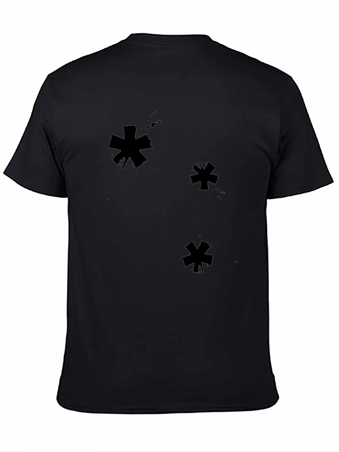 Asterisk Print Black Cotton Casual Tee
