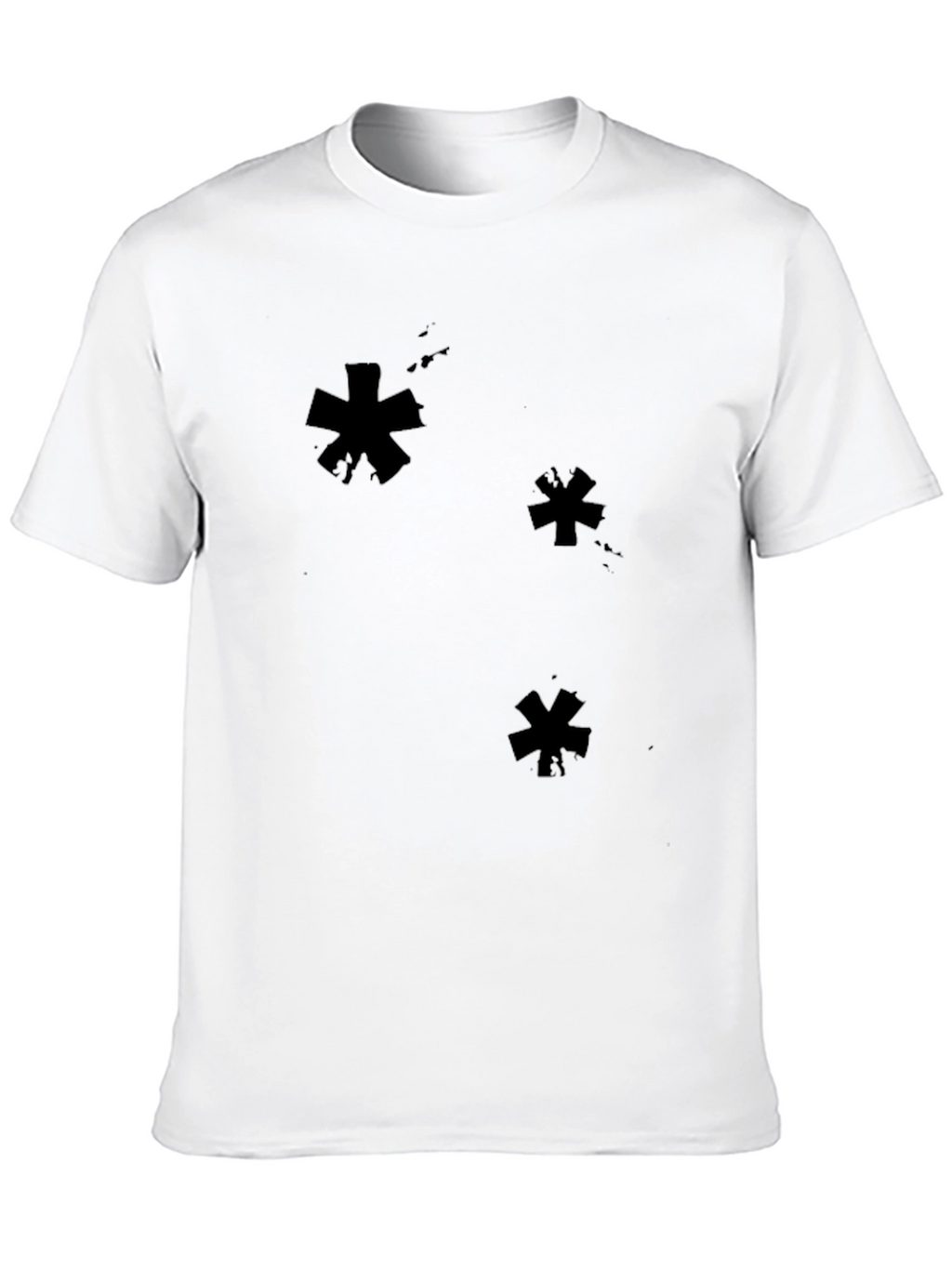 Asterisk Print Black Cotton Casual Tee