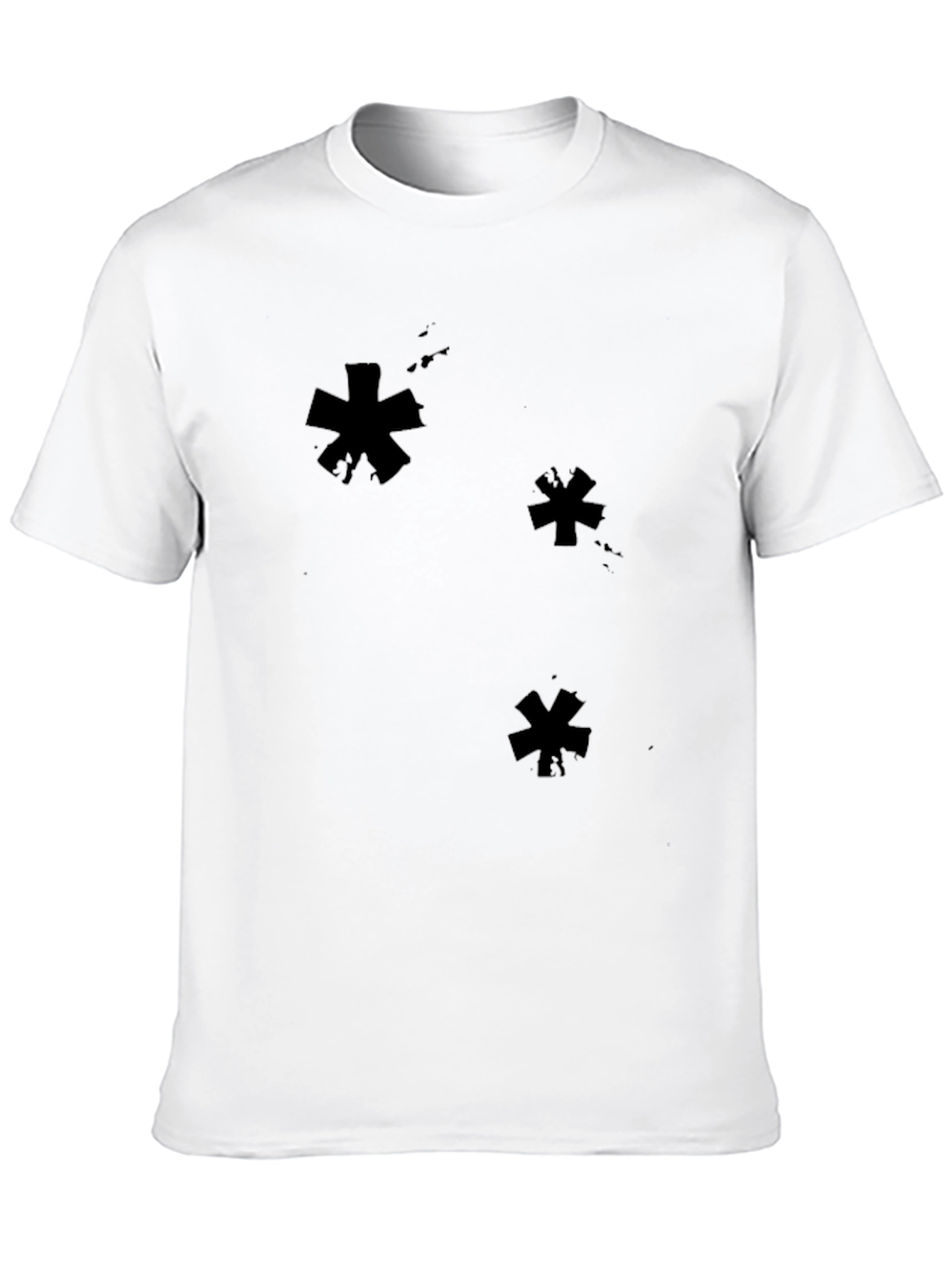 Asterisk Print Black Cotton Casual Tee