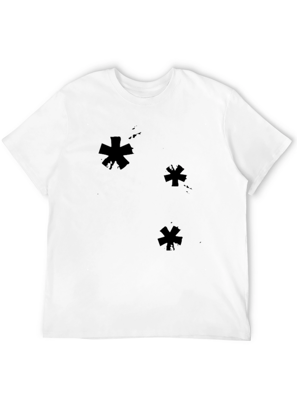 Asterisk Print Black Cotton Casual Tee
