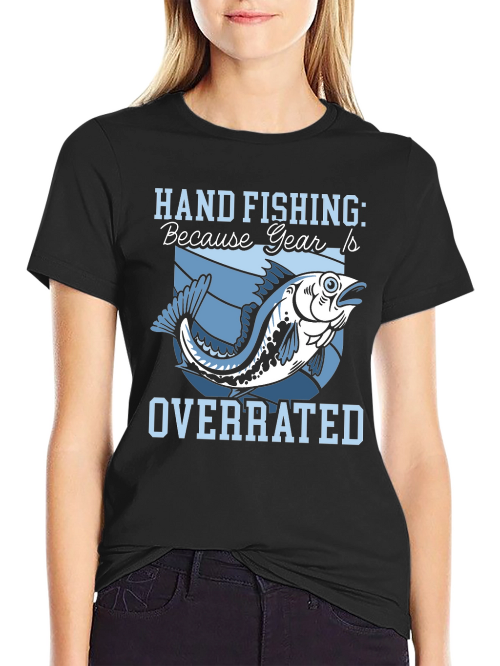 Hand Fishing Overrated Black T-Shirt