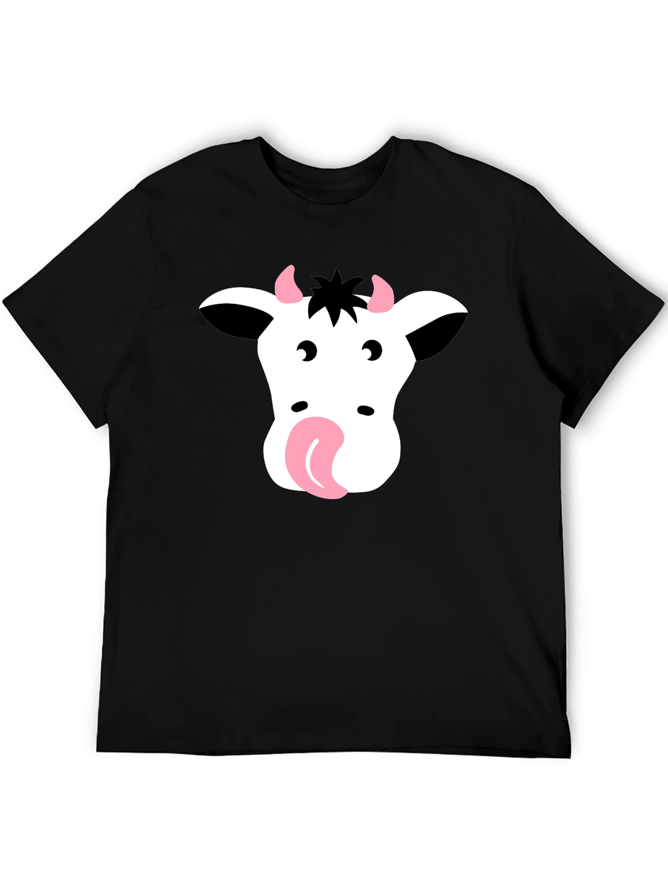 Funny Cow Face T-Shirt - Black Graphic Tee