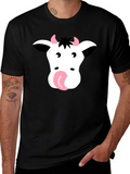 Funny Cow Face T-Shirt - Black Graphic Tee
