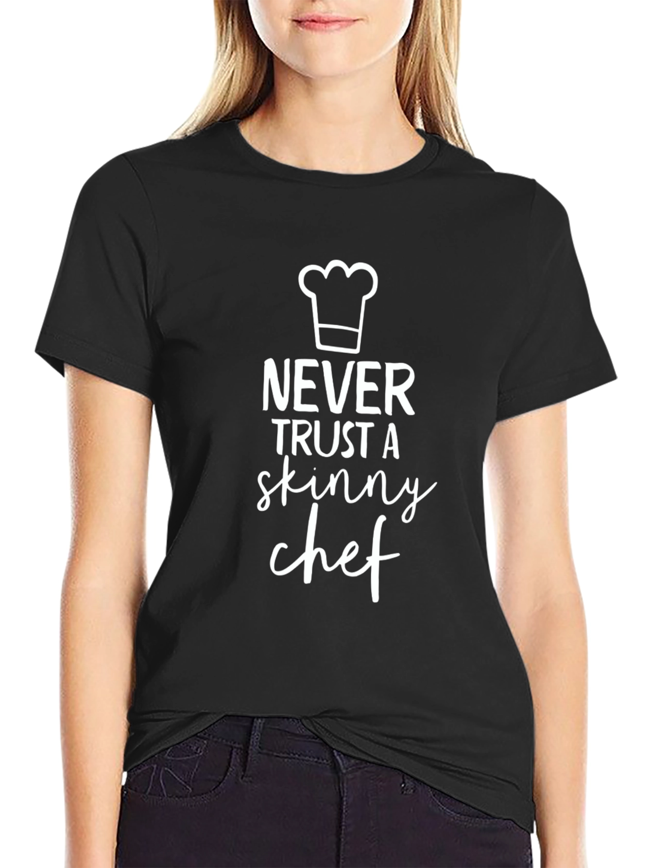 Funny Chef T-Shirt - Never Trust a Skinny Chef