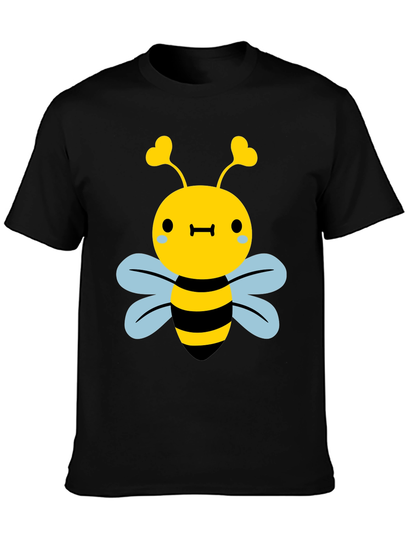 Cute Bee Graphic Tee - Black Cotton Blend Shirt