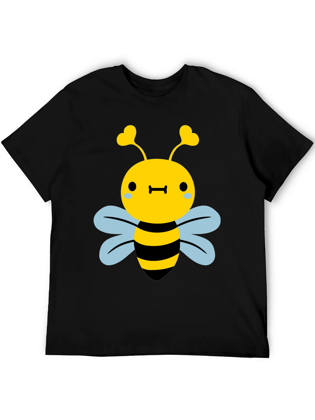 Cute Bee Graphic Tee - Black Cotton Blend Shirt