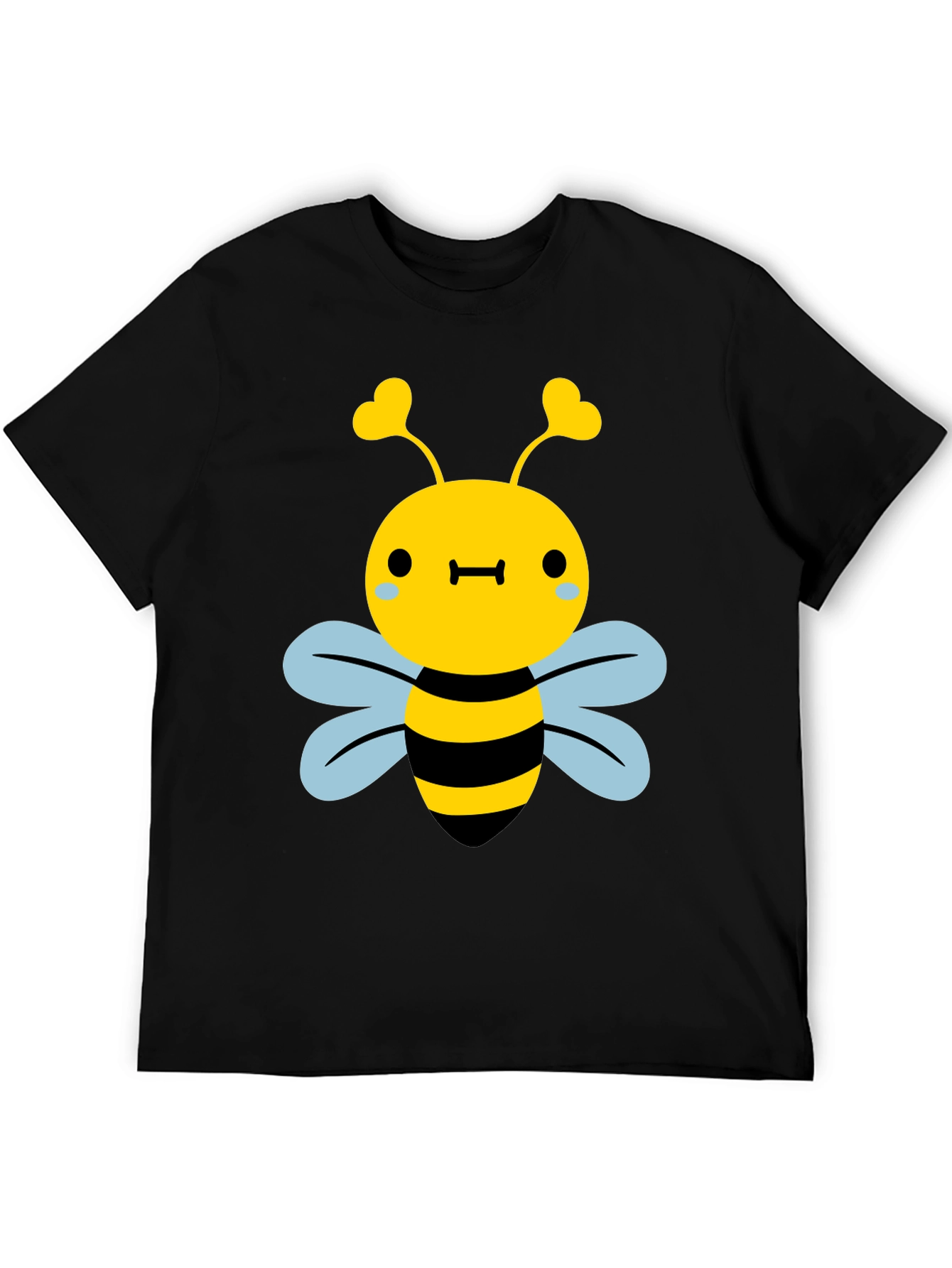 Cute Bee Graphic Tee - Black Cotton Blend Shirt