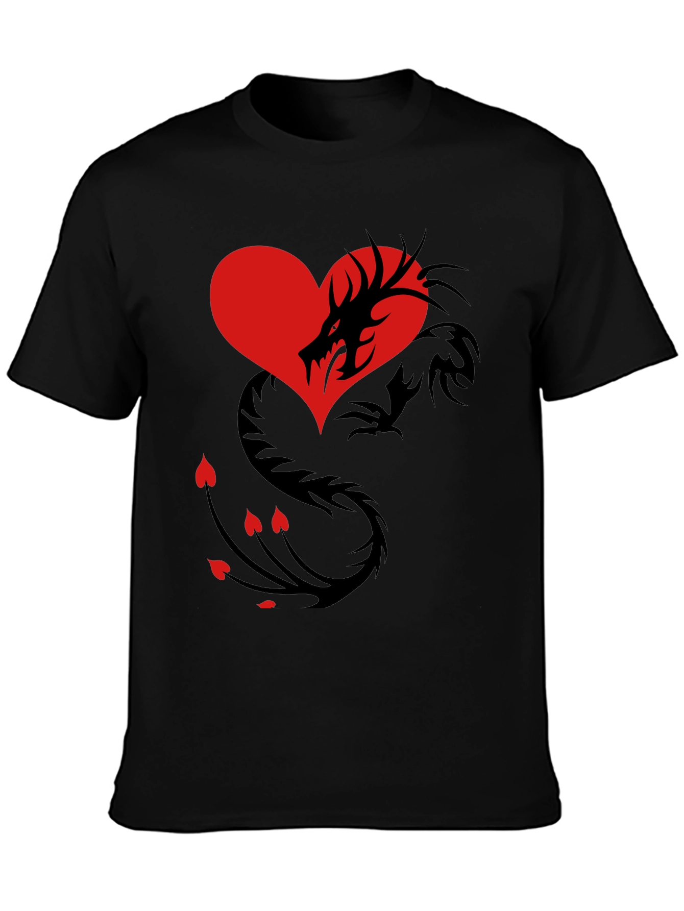 Dragon Heart Graphic Tee - Mens Black T-Shirt