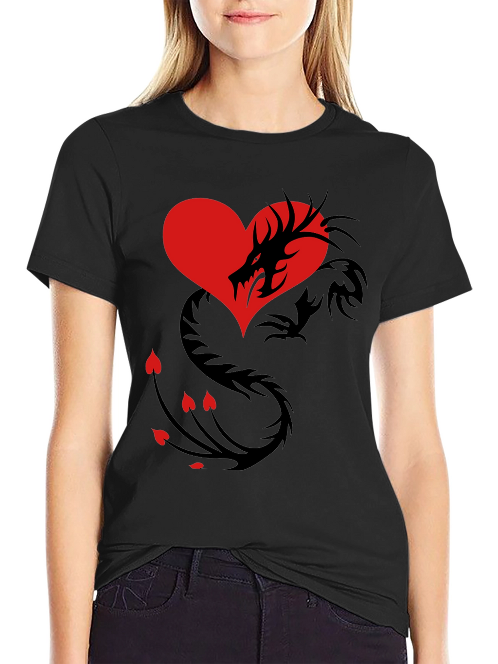 Dragon Heart Graphic Tee - Mens Black T-Shirt