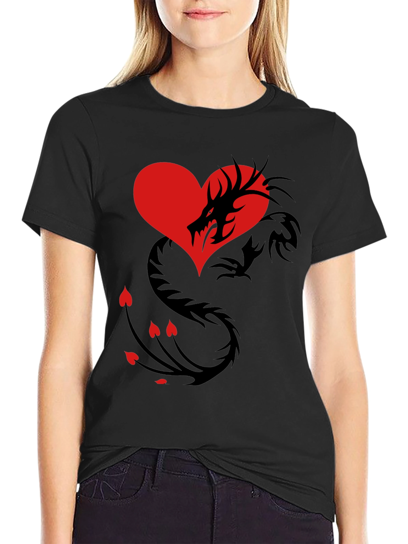 Dragon Heart Graphic Tee - Mens Black T-Shirt
