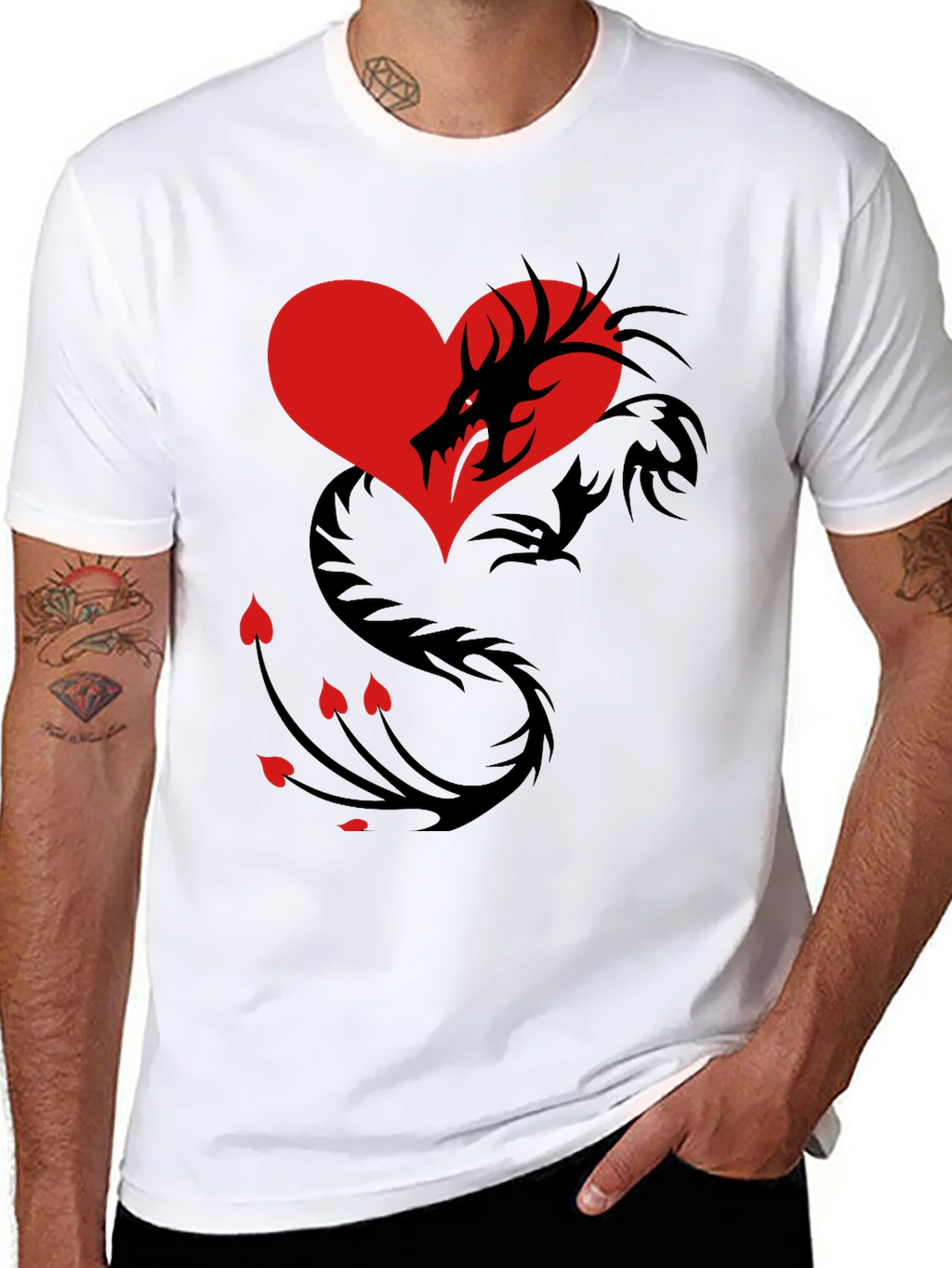 Dragon Heart Graphic Tee - Mens Black T-Shirt