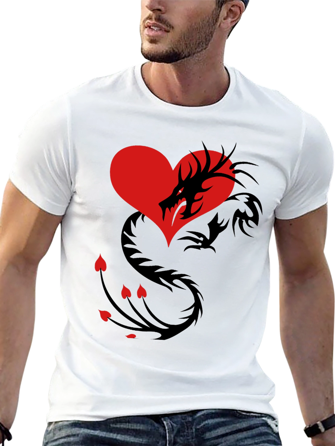Dragon Heart Graphic Tee - Mens Black T-Shirt