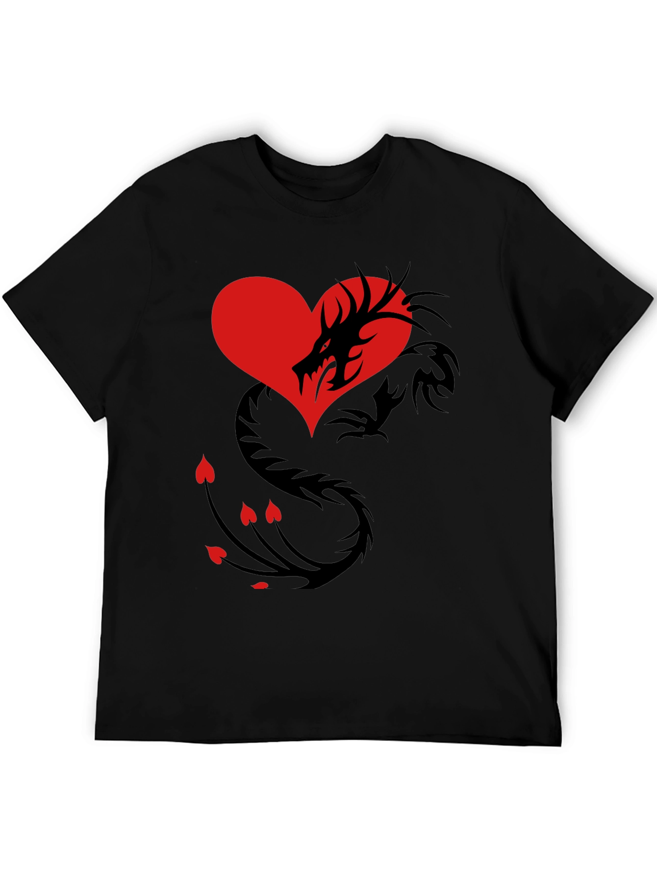 Dragon Heart Graphic Tee - Mens Black T-Shirt