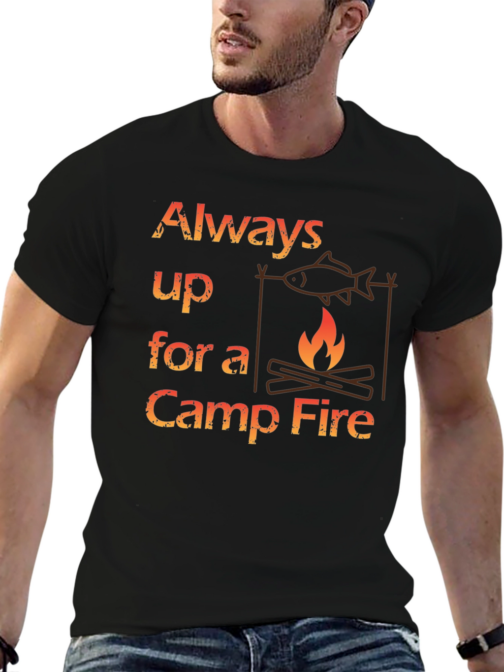 Always Up For a Camp Fire Graphic T-Shirt