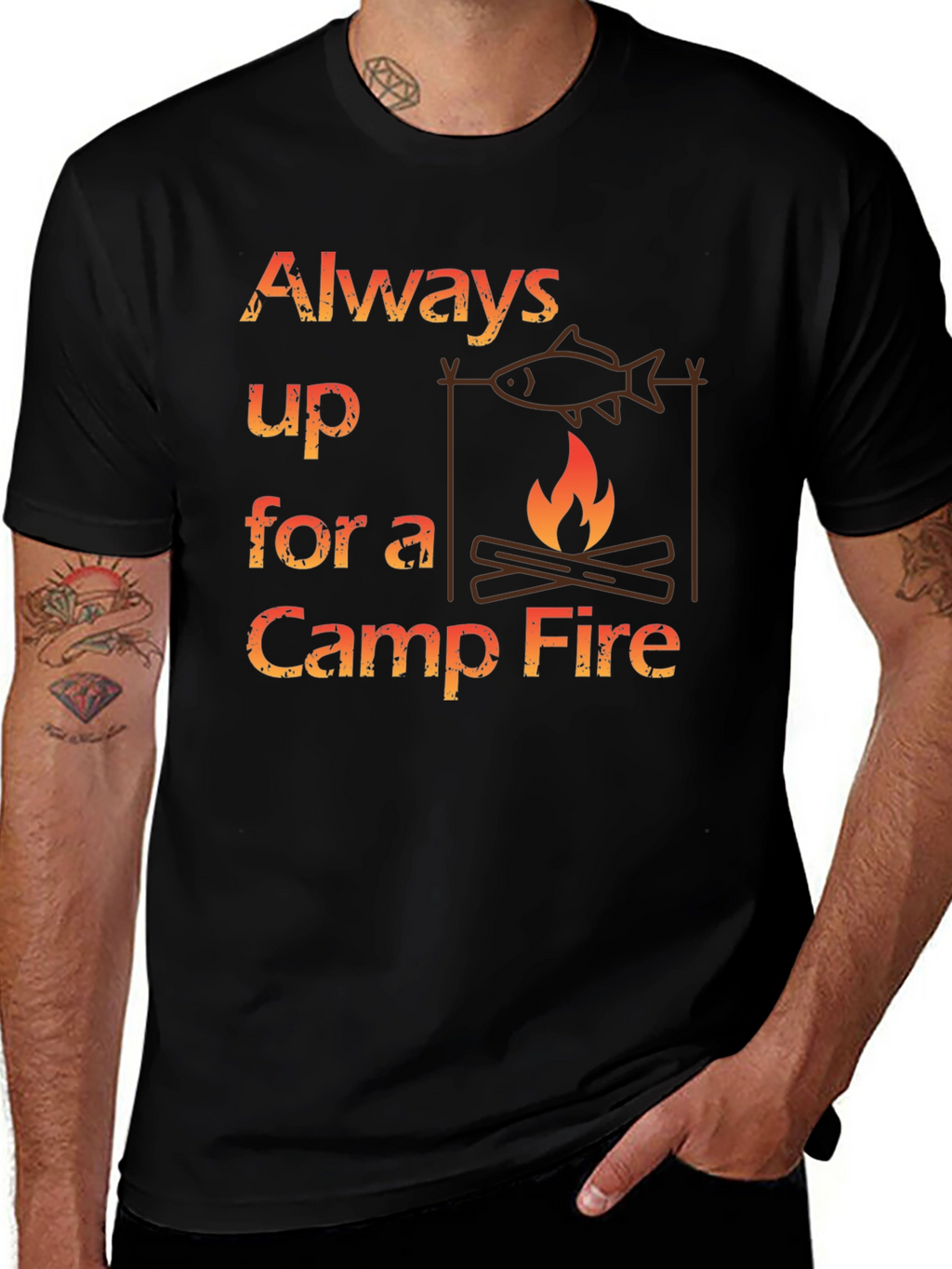 Always Up For a Camp Fire Graphic T-Shirt