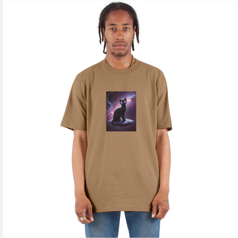 A mystical black cat with sleek shadowy fur