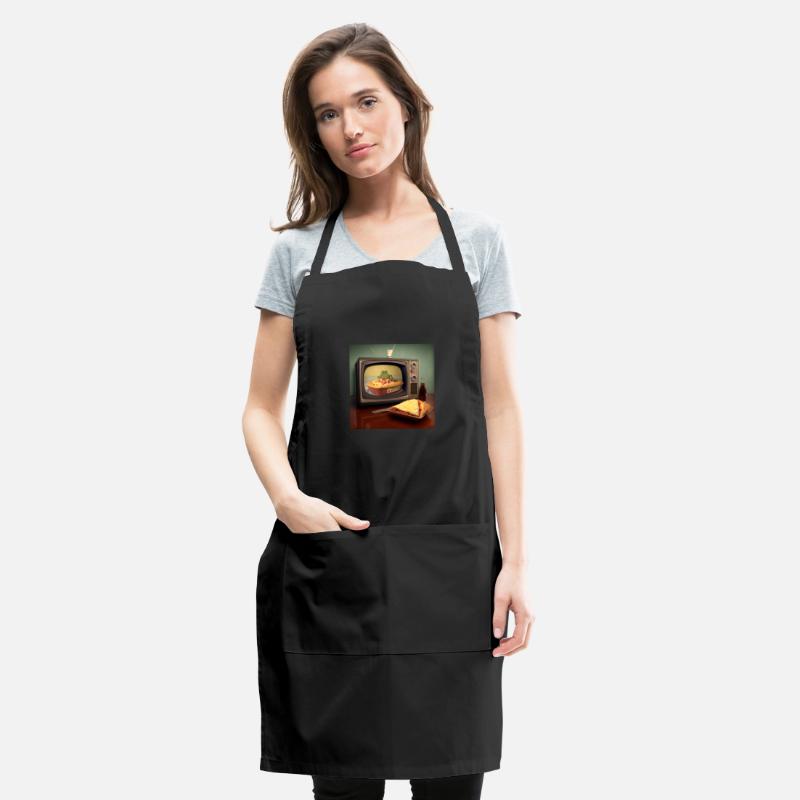 A pizza sitting on top of a pan to a television