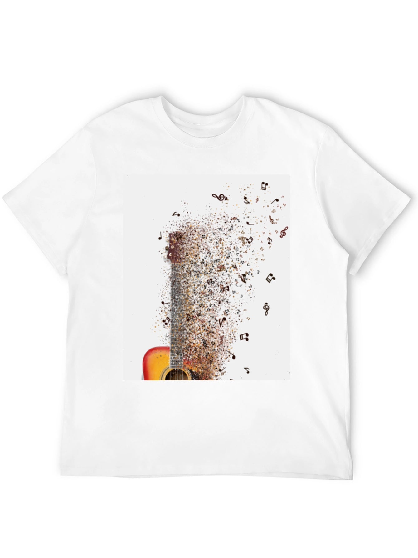 Guitar Music Notes Mens Black Graphic Tee