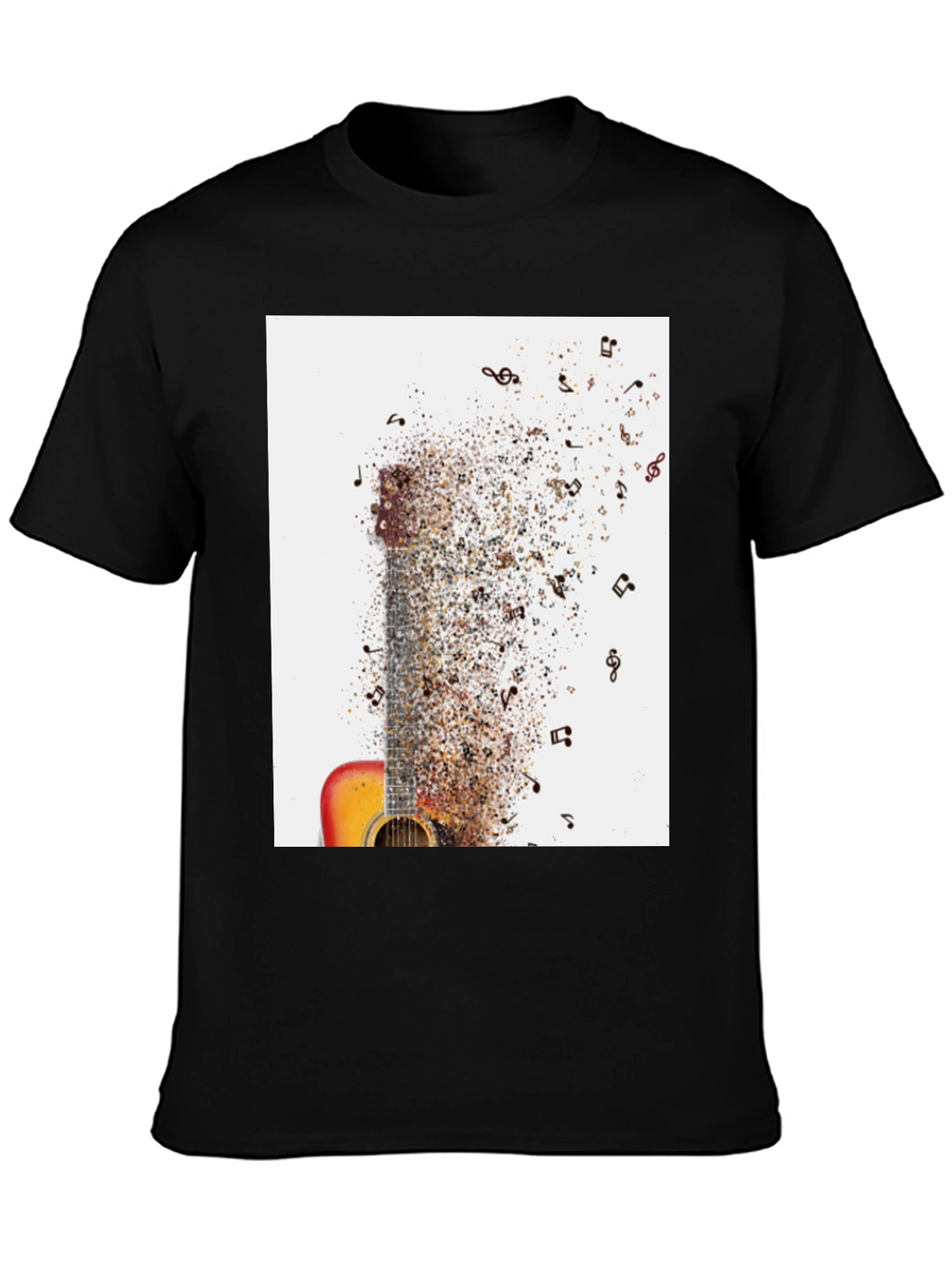 Guitar Music Notes Mens Black Graphic Tee