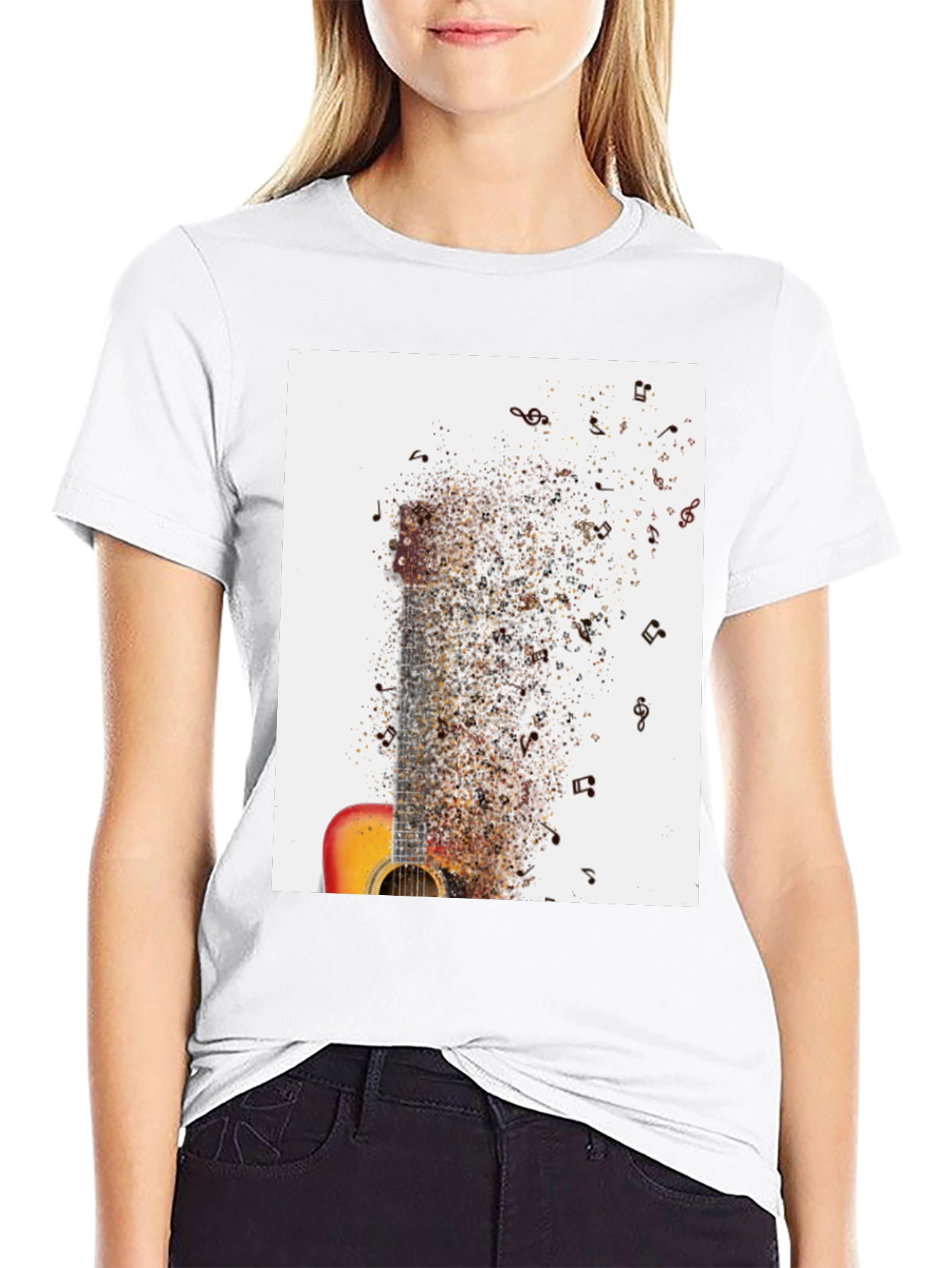 Guitar Music Notes Mens Black Graphic Tee