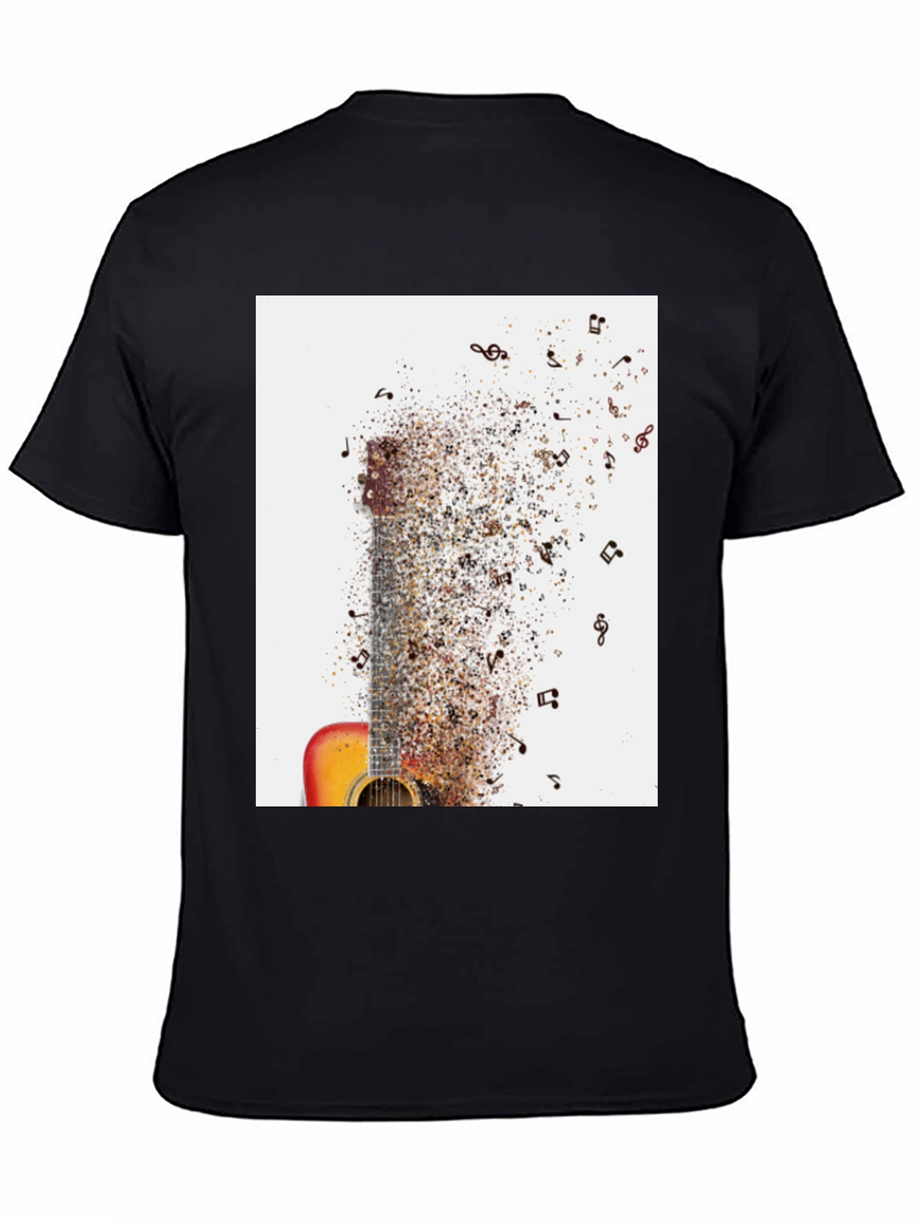 Guitar Music Notes Mens Black Graphic Tee