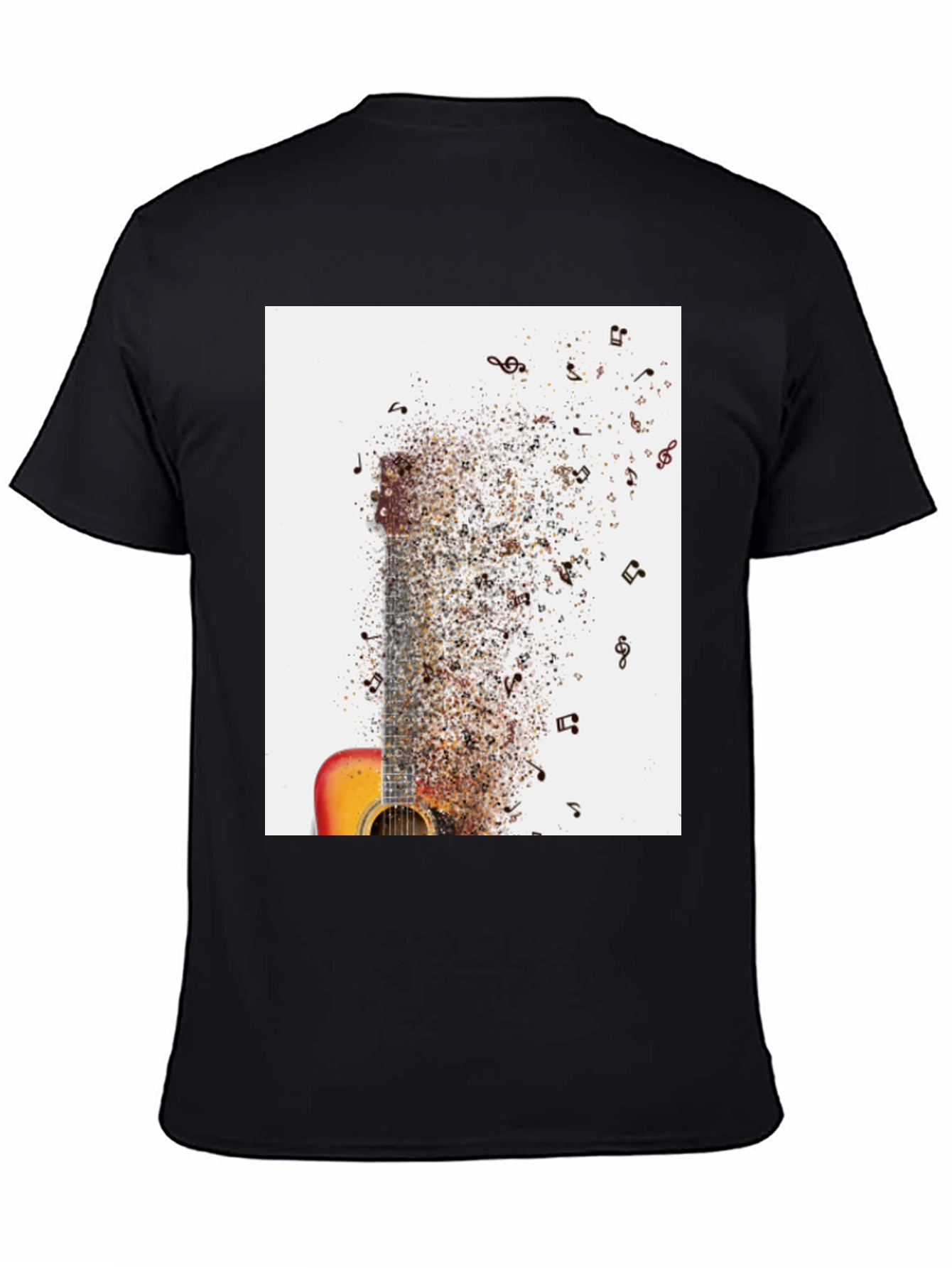 Guitar Music Notes Mens Black Graphic Tee