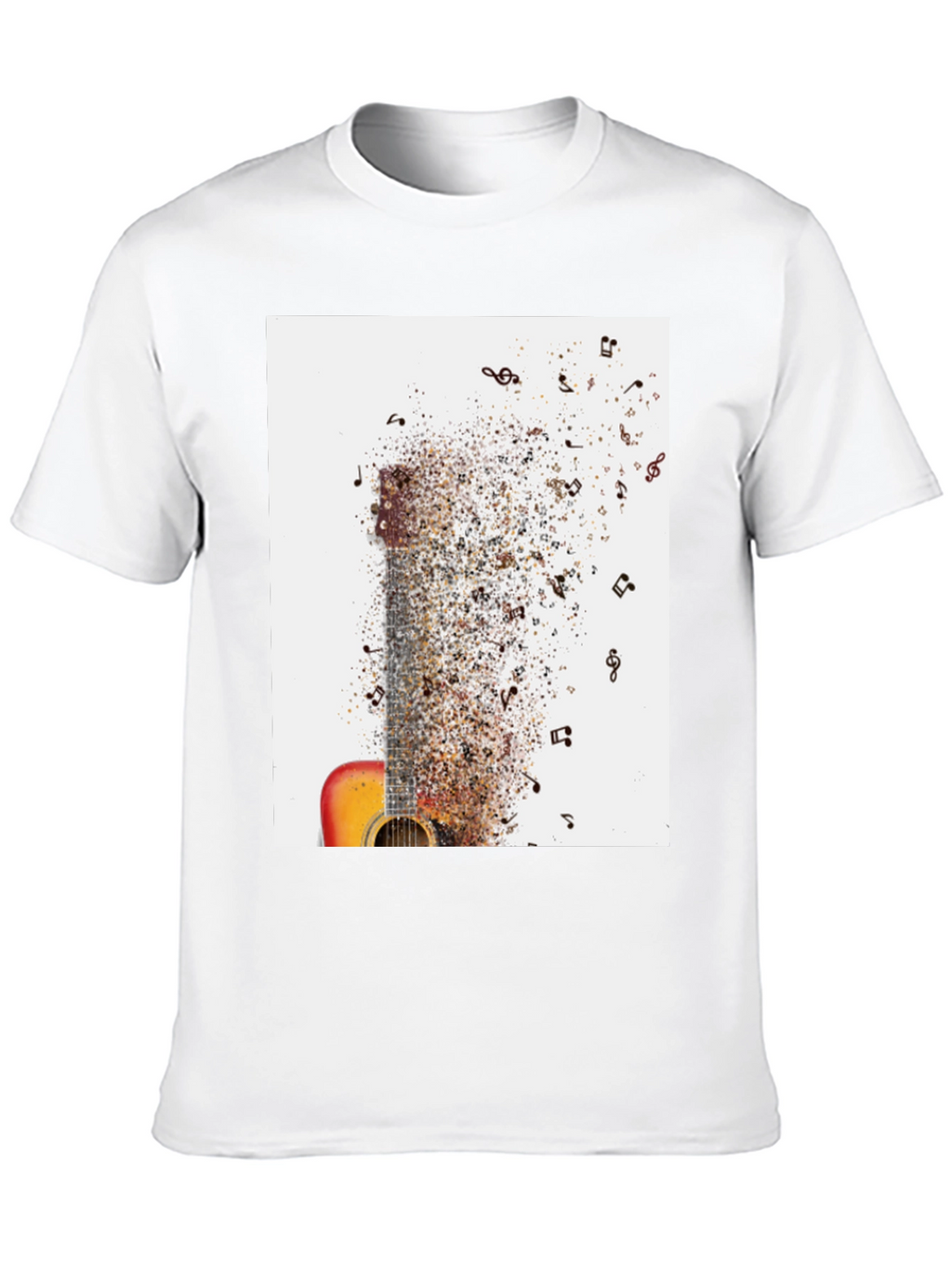 Guitar Music Notes Mens Black Graphic Tee