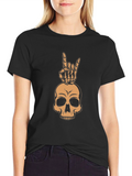 Skull & Hand Sign Graphic Tee - Rock On!