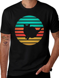 Retro Cat Silhouette T-Shirt - Black