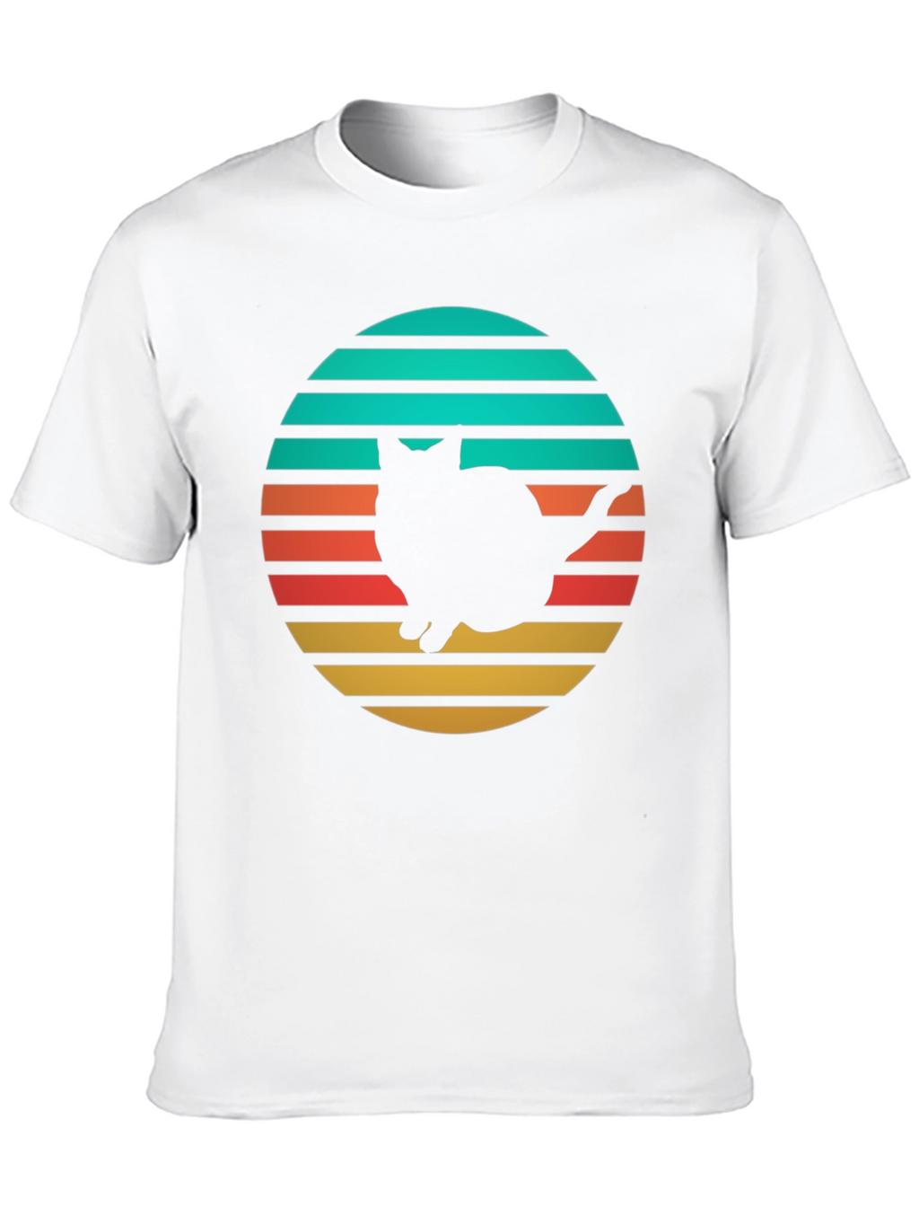 Retro Cat Silhouette T-Shirt - Black