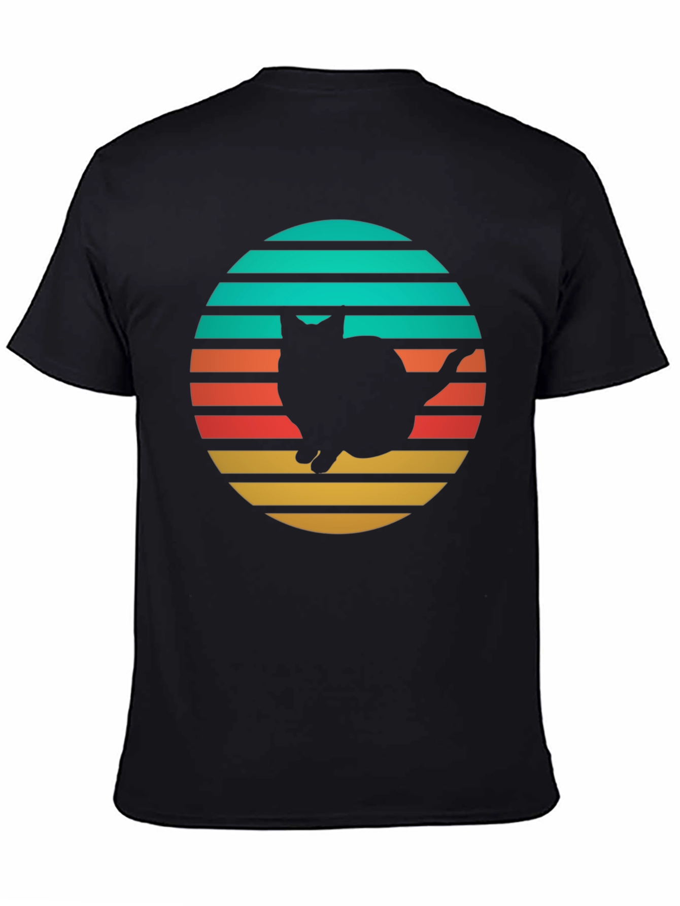 Retro Cat Silhouette T-Shirt - Black