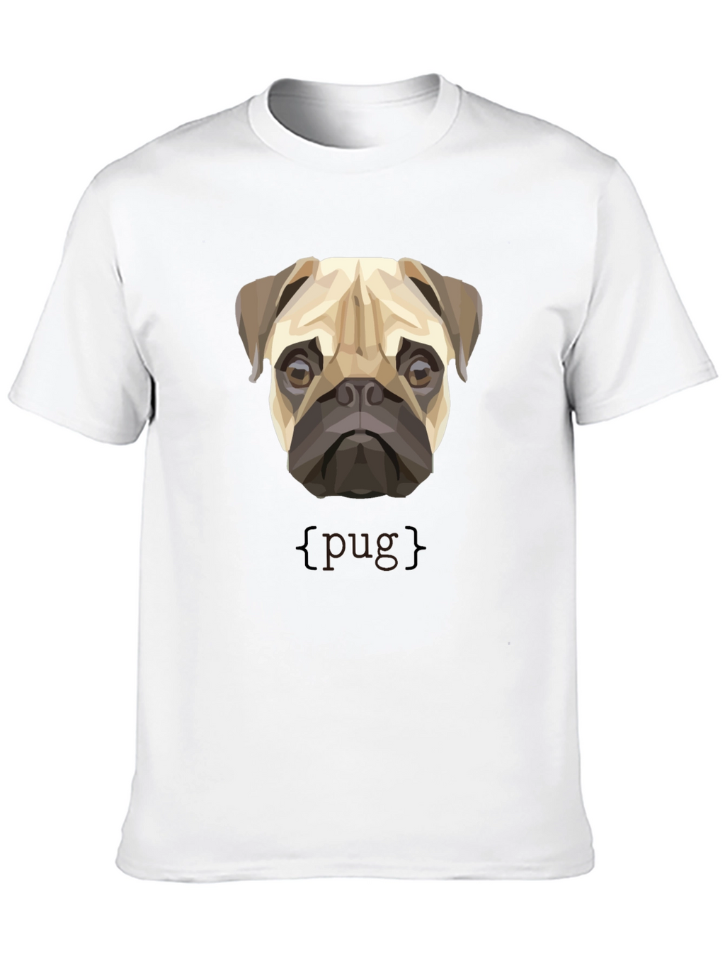 Geometric Pug Dog Graphic Print T-Shirt