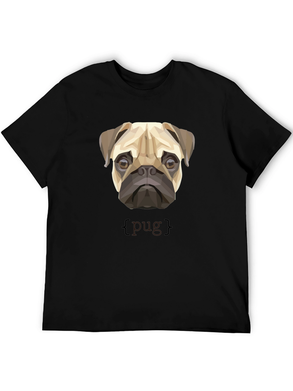 Geometric Pug Dog Graphic Print T-Shirt