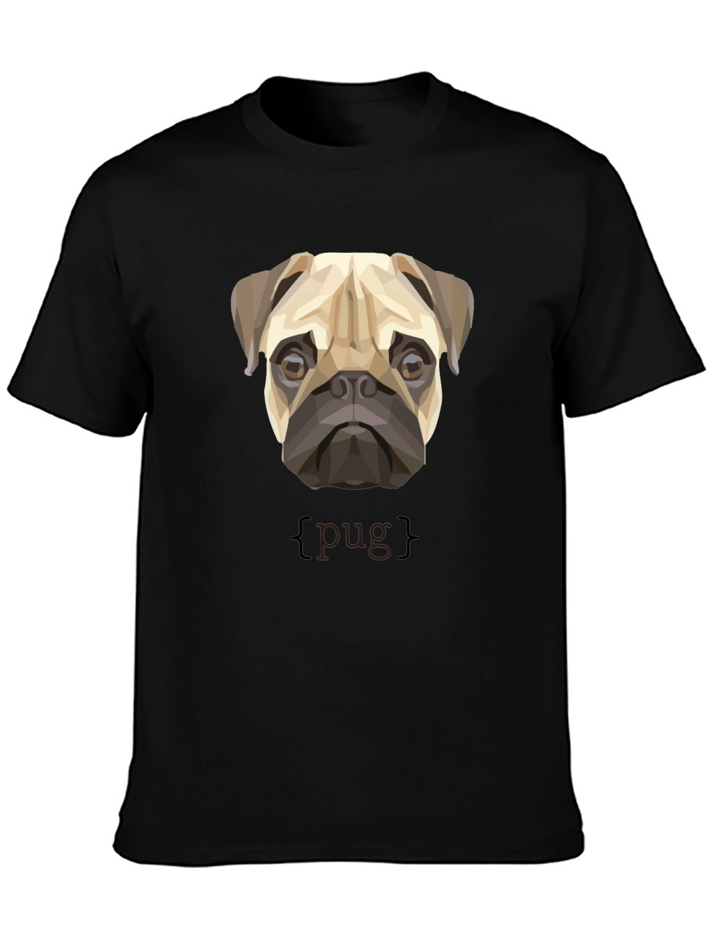 Geometric Pug Dog Graphic Print T-Shirt