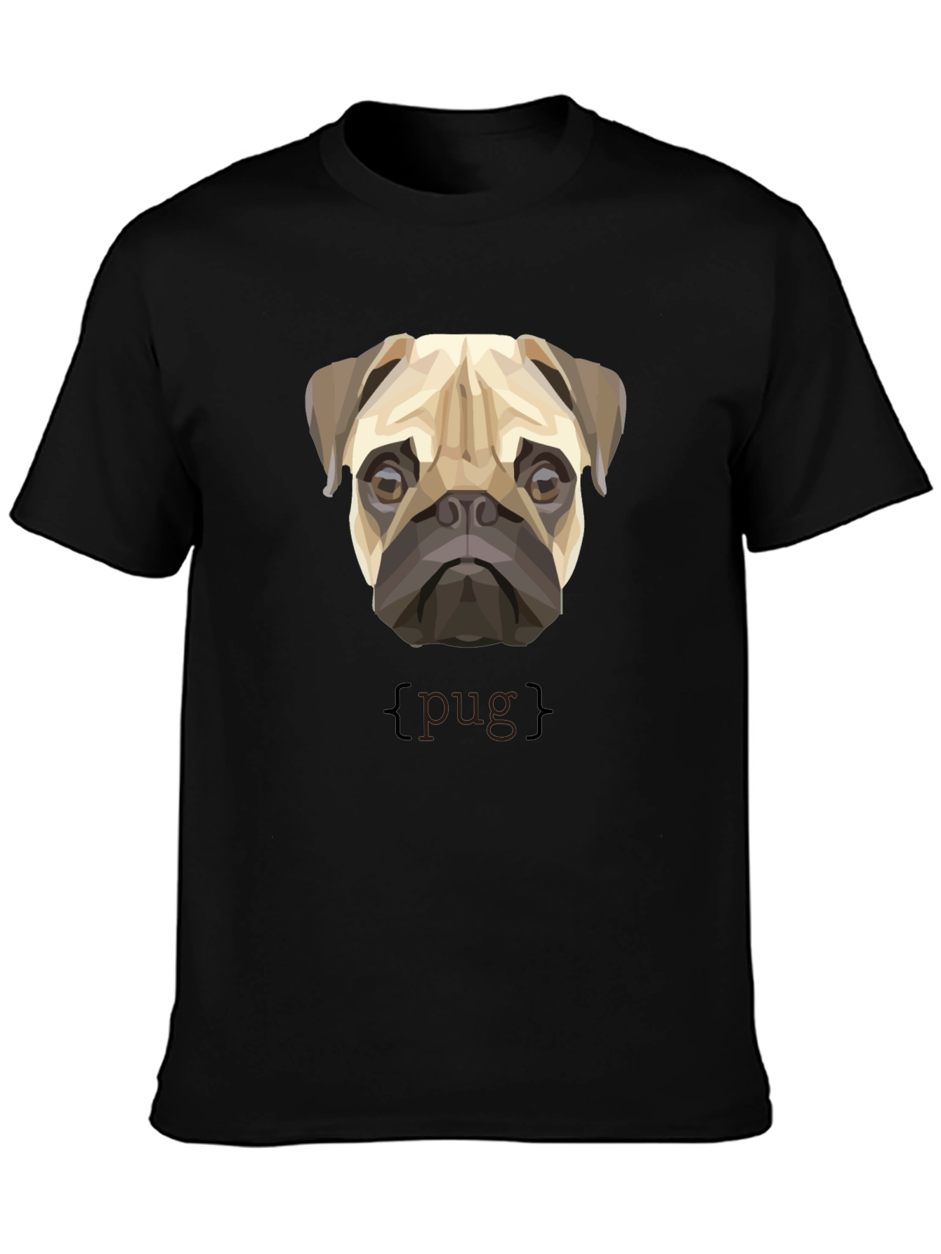 Geometric Pug Dog Graphic Print T-Shirt