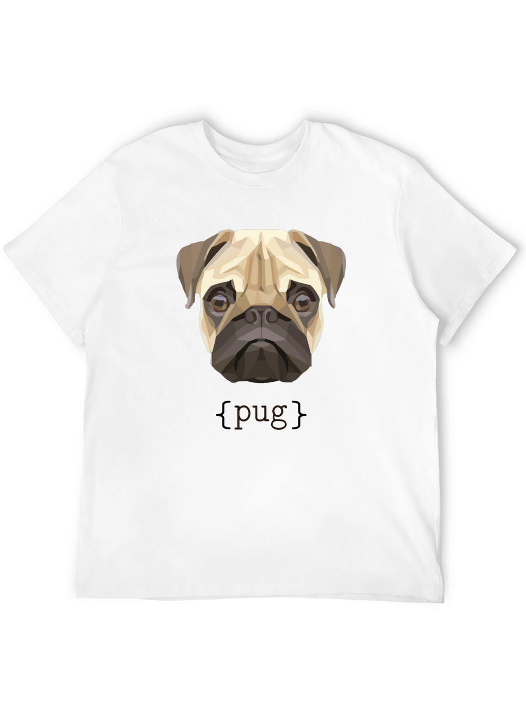 Geometric Pug Dog Graphic Print T-Shirt