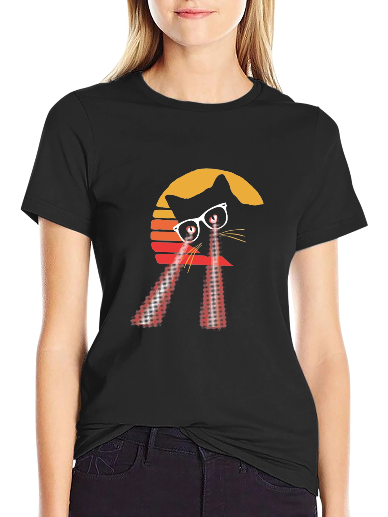 Retro Laser Cat T-Shirt