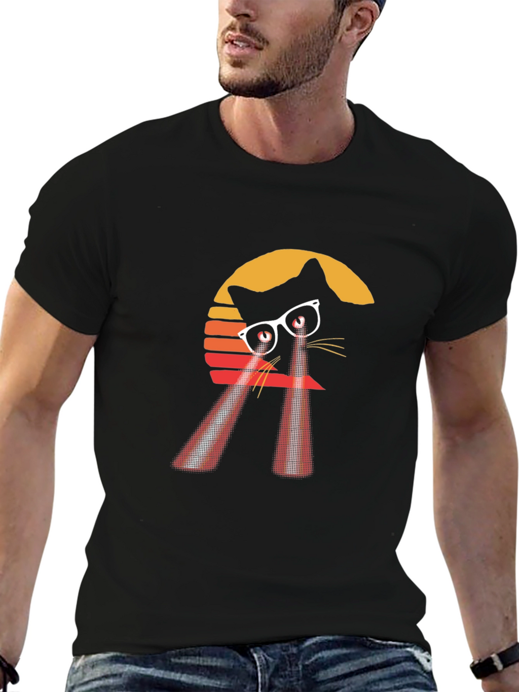 Retro Laser Cat T-Shirt