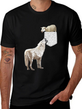 Wolf and Sheep Pocket T-Shirt - Unique Graphic Tee