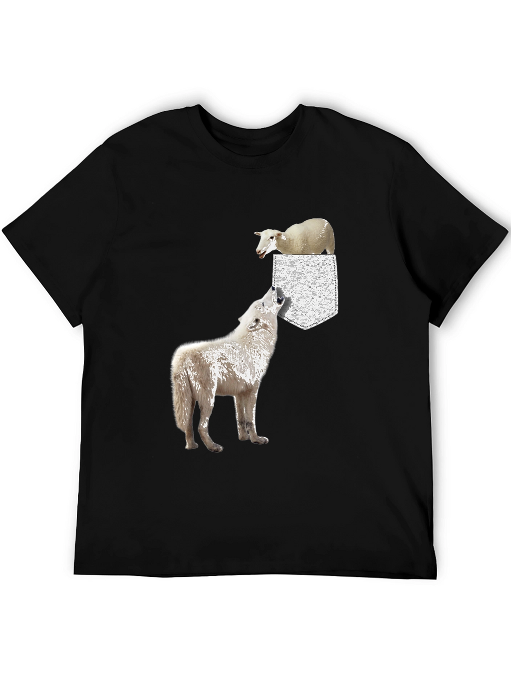Wolf and Sheep Pocket T-Shirt - Unique Graphic Tee