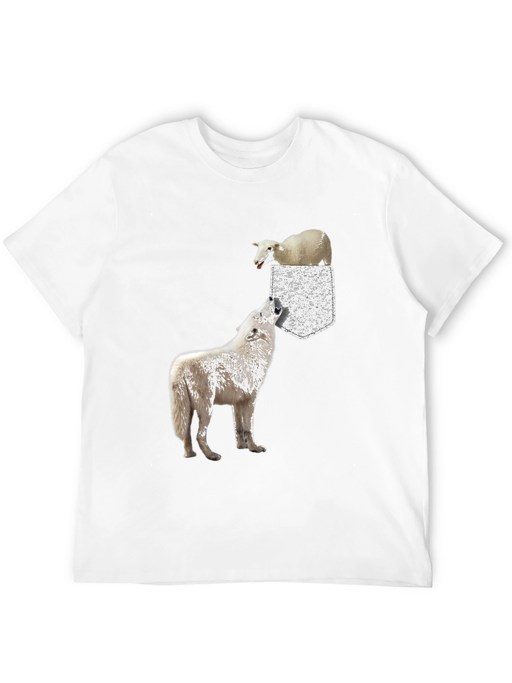 Wolf and Sheep Pocket T-Shirt - Unique Graphic Tee