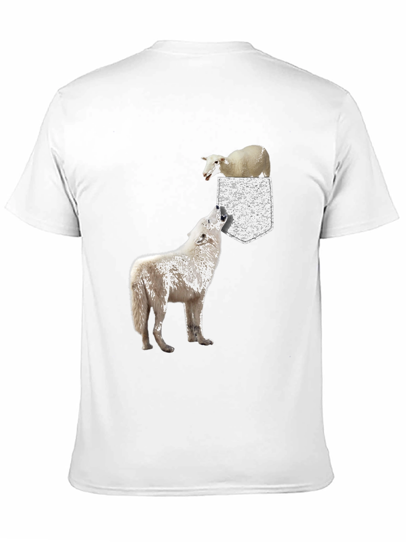 Wolf and Sheep Pocket T-Shirt - Unique Graphic Tee