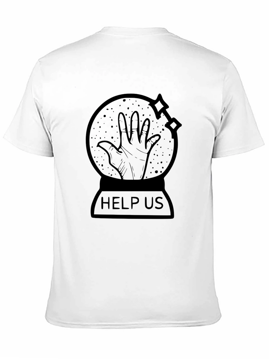 Distressed Help Us Graphic Print Crew Neck T-Shirt