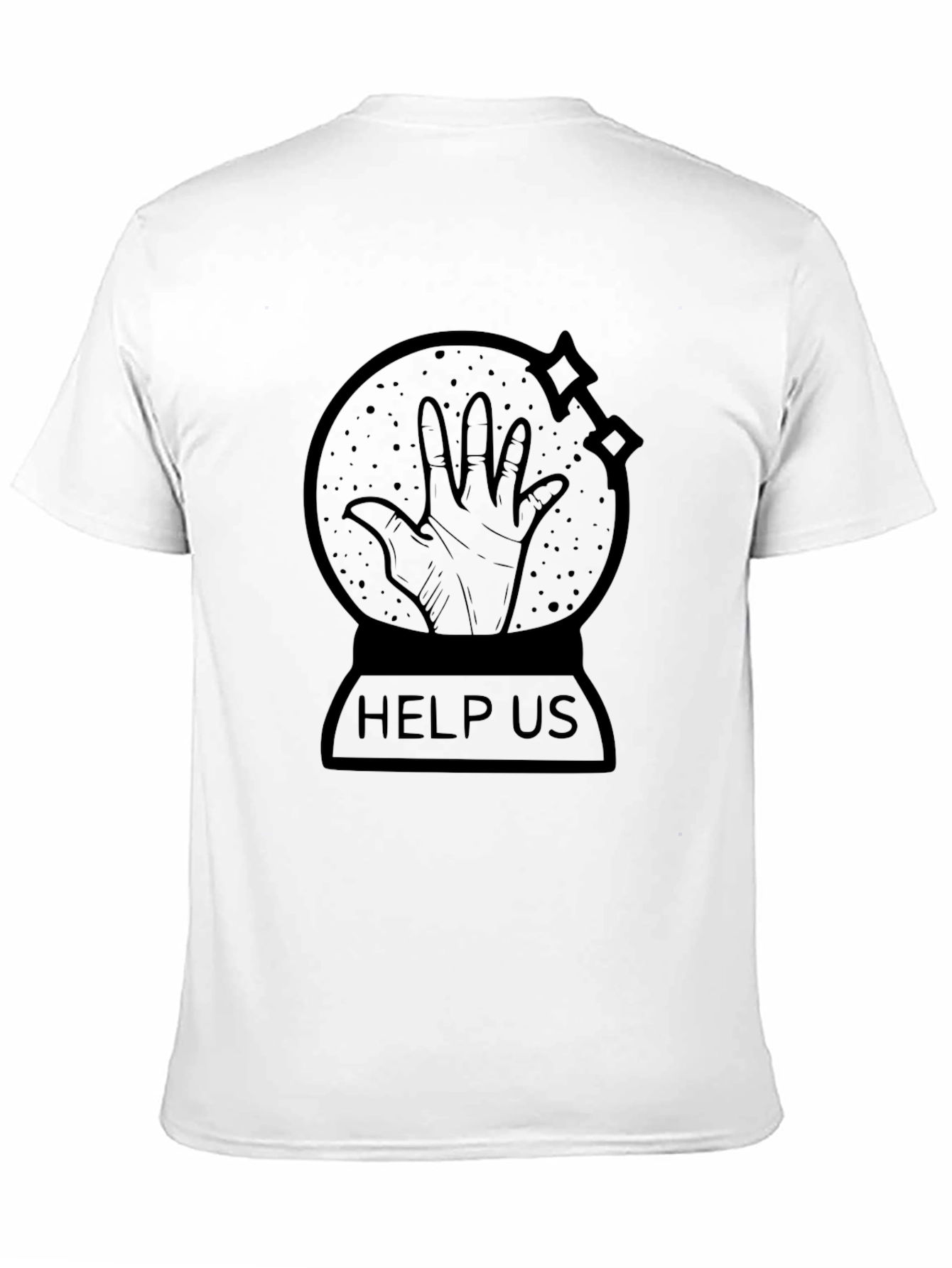 Distressed Help Us Graphic Print Crew Neck T-Shirt