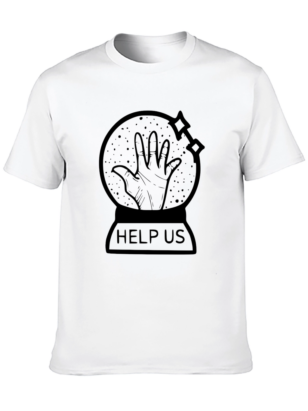 Distressed Help Us Graphic Print Crew Neck T-Shirt