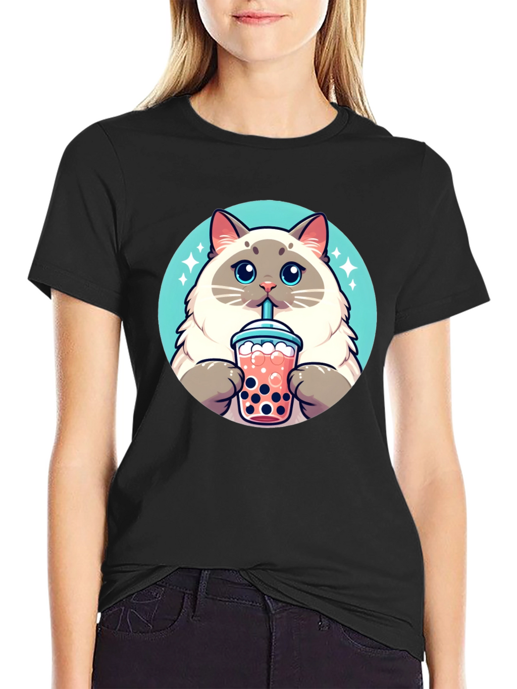 Cute Cat Boba Tea T-Shirt - Unisex