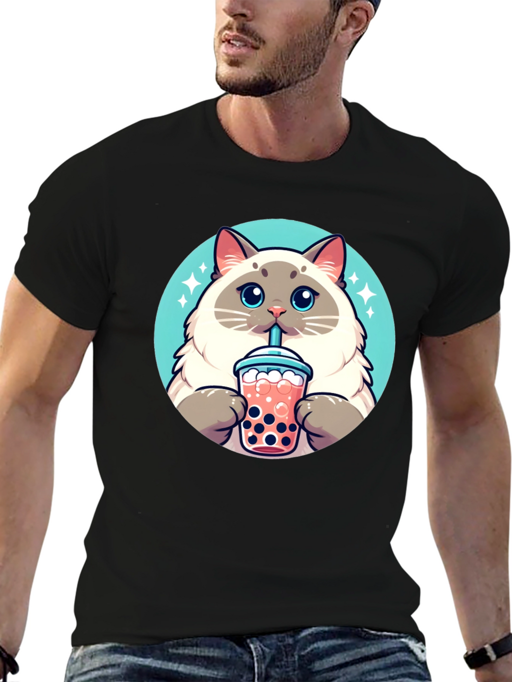 Cute Cat Boba Tea T-Shirt - Unisex