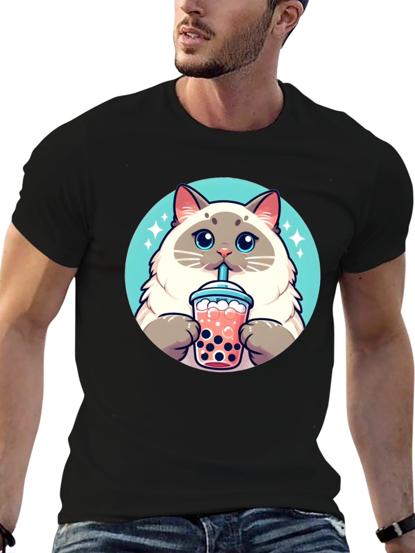 Cute Cat Boba Tea T-Shirt - Unisex