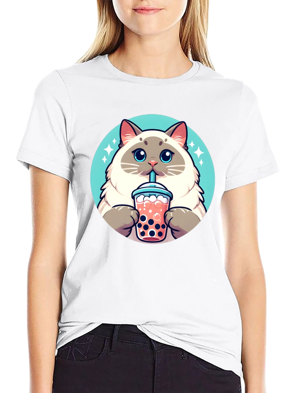 Cute Cat Boba Tea T-Shirt - Unisex